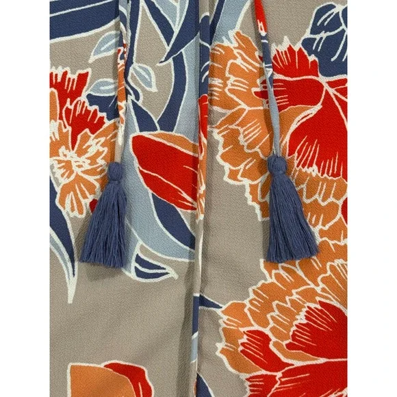 c&e Floral Halter Neck Sleeveless Tassel Tie Dress Orange Blue Womens Small W473 - Picture 5 of 9